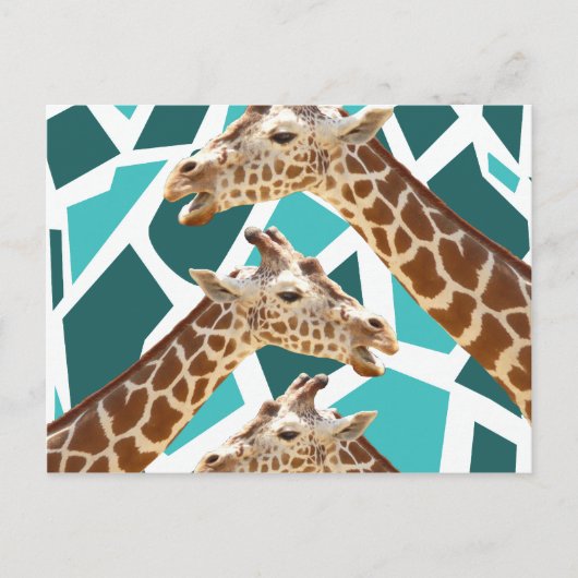 Funky Giraffe Print Aquamarin Blue Wild Animal Pat Postkarte (Vorderseite)