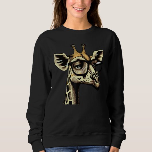 Funky Giraffe with Attitude and Glasses Stylish Fu Sweatshirt (Vorderseite)
