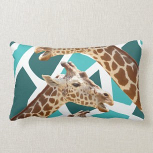 Funky Giraffen-Druck-aquamarines blaues wildes Lendenkissen