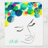 Funky Girl coole Haarfarbe Weinetikett (Einzelnes Label)