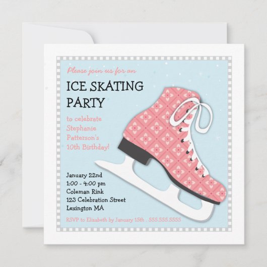 Funky Girl Ice Skaten Geburtstagsparty Einladung (Vorderseite)