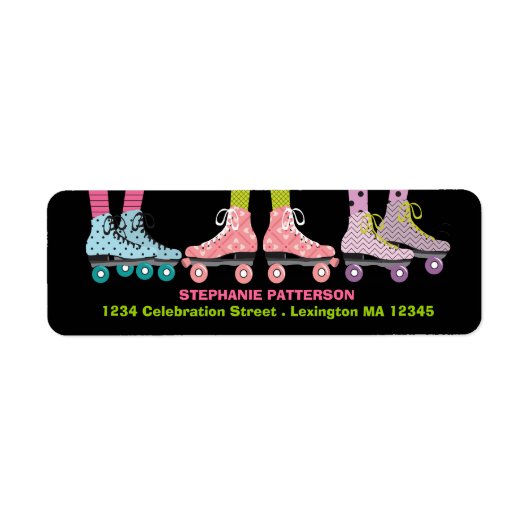 Funky Girls Roller Skaten Address Labels (Vorne)