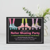 Funky Girls Roller Skaten Birthday Party Einladung (Stehend Vorderseite)