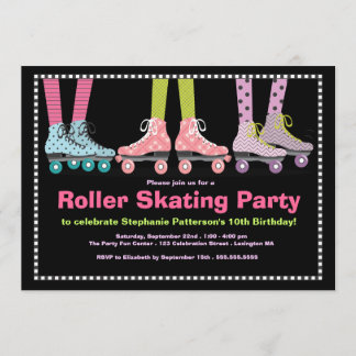 Funky Girls Roller Skaten Birthday Party Einladung