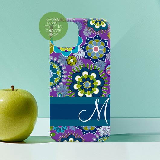Funky Girly Floral Pattern mit Monogramm Case-Mate iPhone Hülle