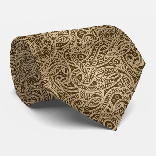 Funky Gold Abstrakt Paisley Pattern Krawatte (Gerollt)