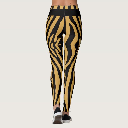 FUNKY GOLD & BLACK TIERDRUCKSTREIFPATTER LEGGINGS (Rückseite)