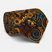 Funky Gold Blue African Pattern Krawatte (Gerollt)