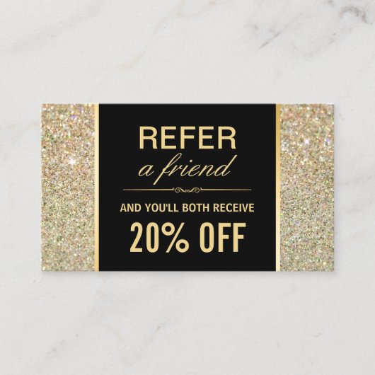 Funky Gold Glitzer Beauty Salon Empfehlungskarte (Vorderseite)