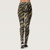 Funky Gold und Black trendy Tiger Stripes drucken Leggings (Rückseite)