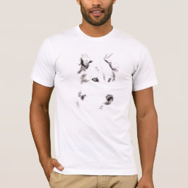 Funky Gray Wolf Face Head Sketch T-Shirt