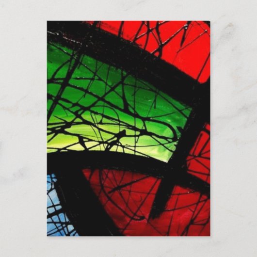 Funky Green Abstrakt Square Painting Postkarte (Vorderseite)