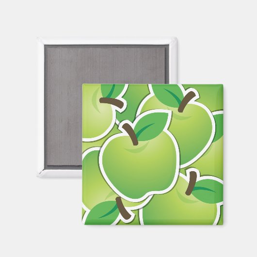 Funky green Apples Magnet (Vorderseite/Rückseite)