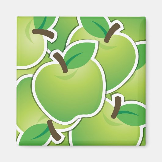 Funky green Apples Magnet (Vorne)