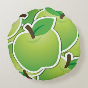 Funky green Apples Rundes Kissen