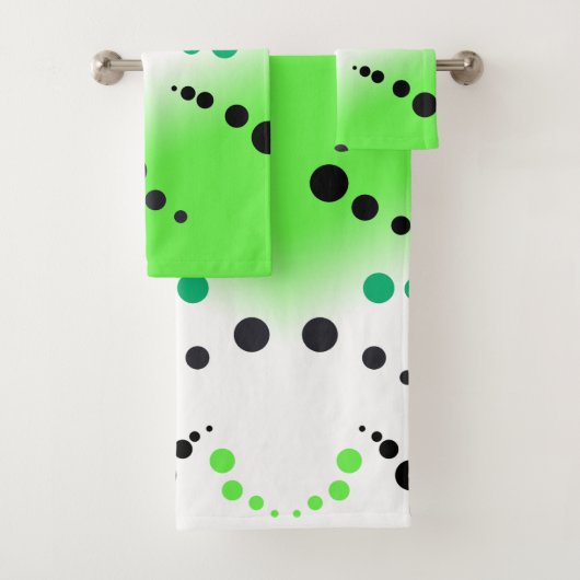 Funky Green Black Dots Abstrakt Art Badhandtuch Set (Insitu)