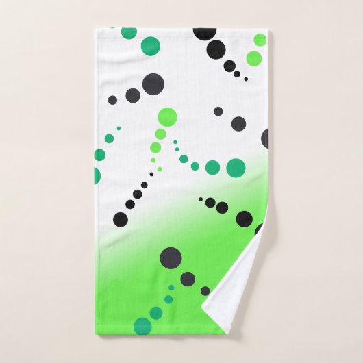 Funky Green Black Dots Abstrakt Art Badhandtuch Set (Handtuch)