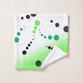 Funky Green Black Dots Abstrakt Art Badhandtuch Set (Waschlappen)