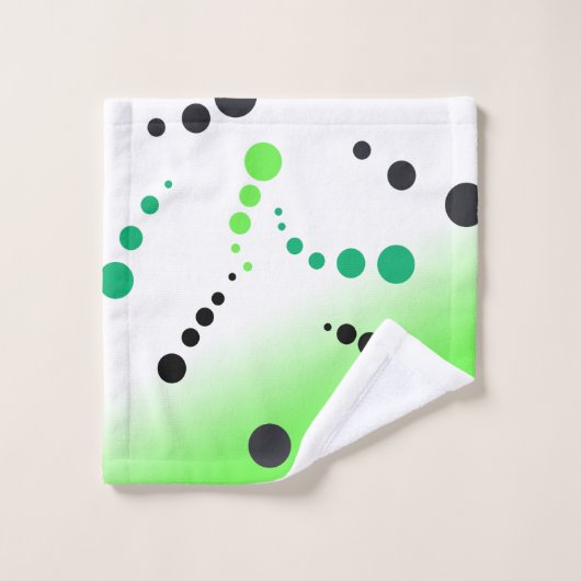 Funky Green Black Dots Abstrakt Art Badhandtuch Set (Waschlappen)