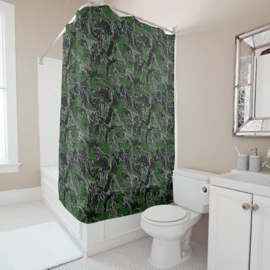 Funky Green Camouflage Duschvorhang (Beispiel)