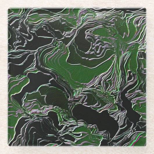 Funky Green Camouflage Glasuntersetzer (Vorderseite)