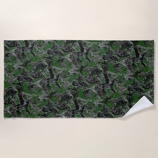 Funky Green Camouflage Strandtuch (Vorderseite)