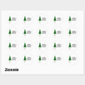 Funky Green Christmas Tree Design Runder Aufkleber (Blatt)