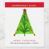 Funky Green Christmas Tree Name Frohe Weihnachten Weinetikett (Einzelnes Label)