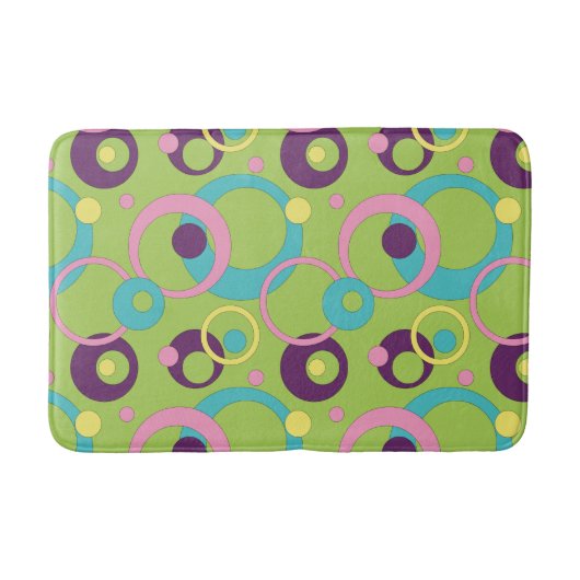 Funky Green Circles Bath Mat Badematte (Vorderseite)