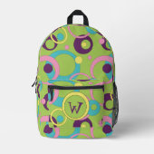 Funky Green Circles Bedruckter Rucksack (Vorderseite)