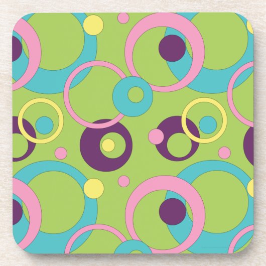 Funky Green Circles Cork Untersetzer (Vorderseite)