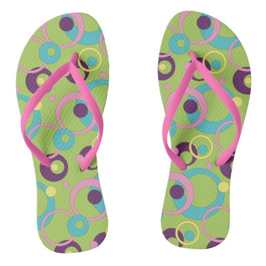 Funky Green Circles Flip Flops Badesandalen (Fußbett)