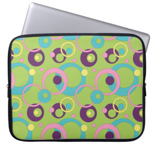 Funky Green Circles Laptop Sleeve