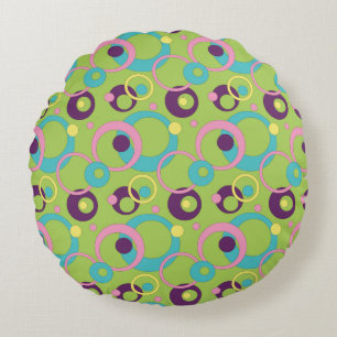 Funky Green Circles Round Pillow Rundes Kissen