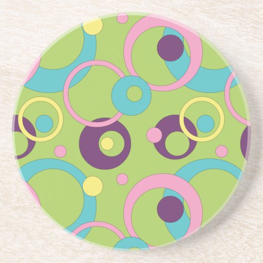 Funky Green Circles Sandstone Untersetzer (Vorne)