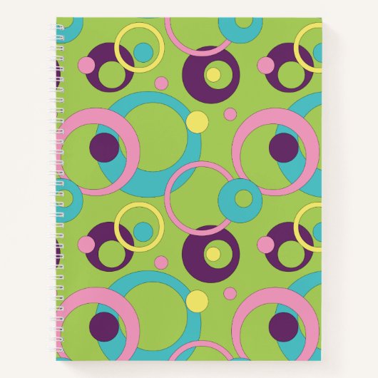 Funky Green Circles SpiralNotebook Notizbuch (Vorderseite)