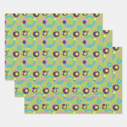 Funky Green Circles Wrapping Paper Set Geschenkpapier Set (Set)