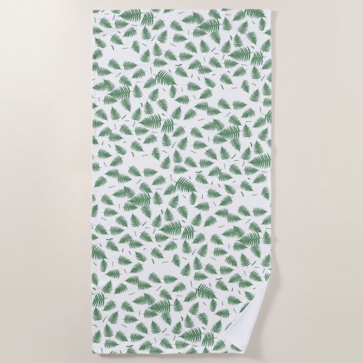 Funky Green Fern Pattern Beach Handtuch (Vorderseite)