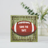Funky Green Grunge Football Save The Date (Stehend Vorderseite)