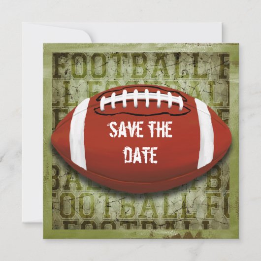 Funky Green Grunge Football Save The Date (Vorderseite)