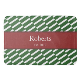 Funky Green Pattern Family Name and Year Modern Badematte