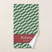 Funky Green Pattern Family Name and Year Modern Badhandtuch Set (Handtuch)