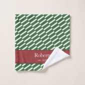 Funky Green Pattern Family Name and Year Modern Badhandtuch Set (Waschlappen)