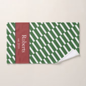 Funky Green Pattern Family Name and Year Modern Badhandtuch Set (Handtuch)