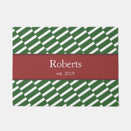 Funky Green Pattern Family Name and Year Modern Fußmatte