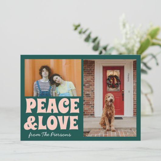 Funky Green Pink Funny Niedliches Foto Weihnachten Karte (Stehend Vorderseite)