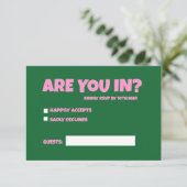 Funky Green Pink  Red Funky RSVP  Karte (Stehend Vorderseite)