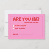 Funky Green Pink Red Funky UAWG RSVP Karte (Vorderseite)