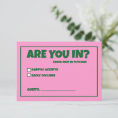 Funky Green Pink Red Funky UAWG RSVP Karte (Stehend Vorderseite)
