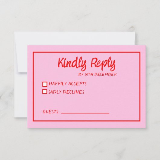 Funky Green Pink Red Scribble UAWG RSVP Karte (Vorderseite)